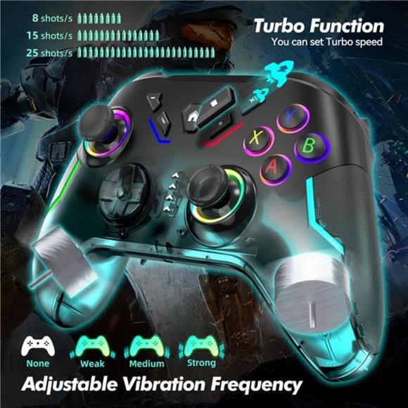 Wireless Gaming Controller w/ Dual Vibration, 2 Customized Key, Turbon Function - Picture 6 of 6